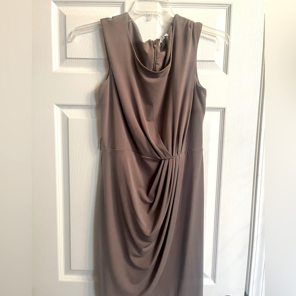 Calvin Klein taupe dress.